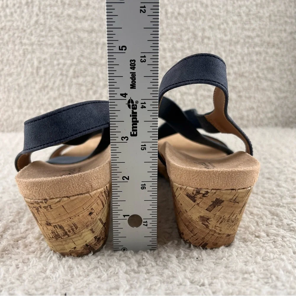 Lifestride Sandals Womens 9.5M Blue Mexico Wedge Cork Wedge Open Toe Sandals - Picture 8 of 11